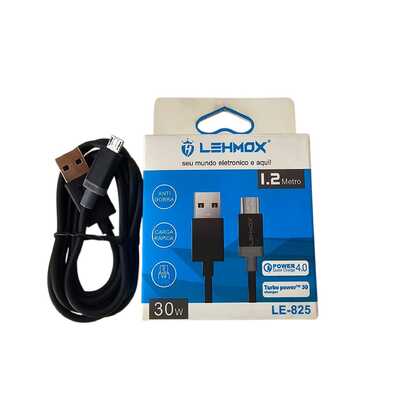 Cabo USB Turbo 30W LEHMOX - 1.2m Carga Rápida