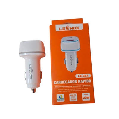 Carregador Veicular LEHMOX - 20W com Saída USB + Tipo-C