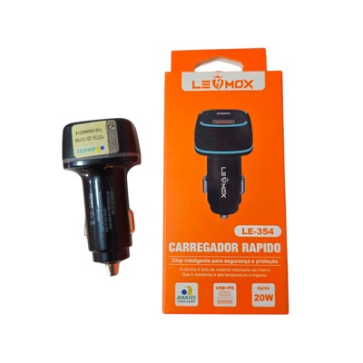 Carregador Veicular LEHMOX - 20W com Saída USB + Tipo-C