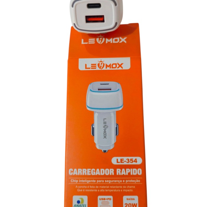 Carregador Veicular LEHMOX - 20W com Saída USB + Tipo-C