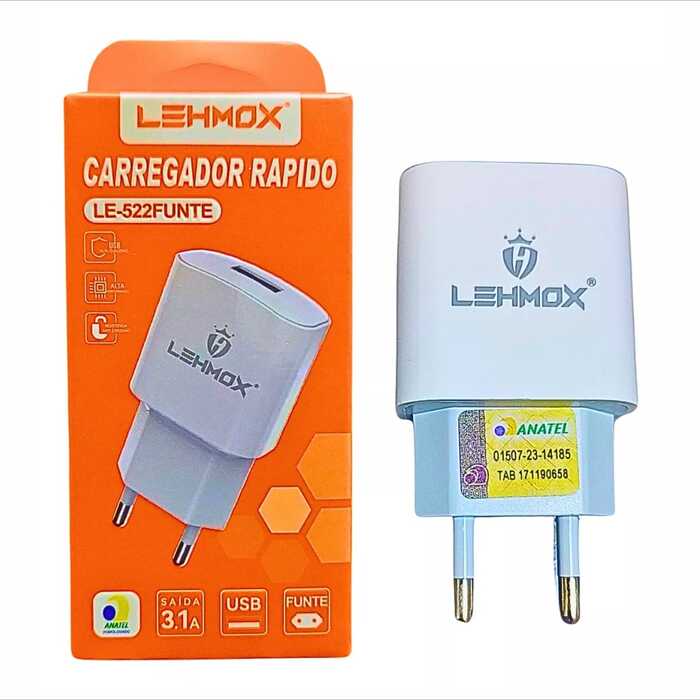 Carregador Rápido LEHMOX – USB 3.1A