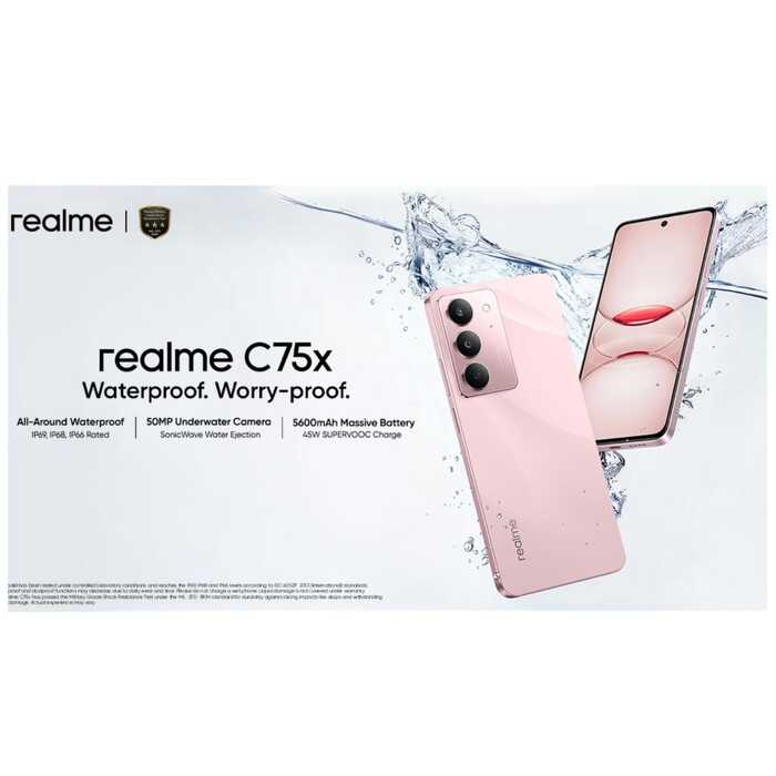 Realme C75x 256GB - 8GB RAM - À Prova d'Água com Câmera Subaquática de 50MP e Super Bateria